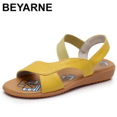 Cow Genuine Leather Sandals Women Flat Heel Sandals Fashion