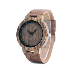 Wood Watch Grain Leather Band Designer Quartz