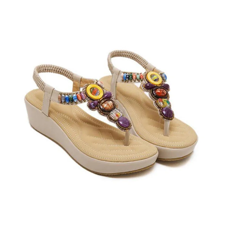 platform sandals Style Women Sandals Bohemia Flats Beaded