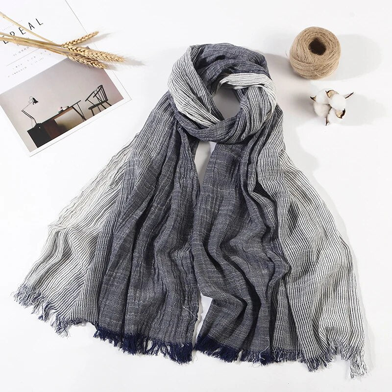 Scarf Men Long Fashion Blue Black Color Striped Scarf