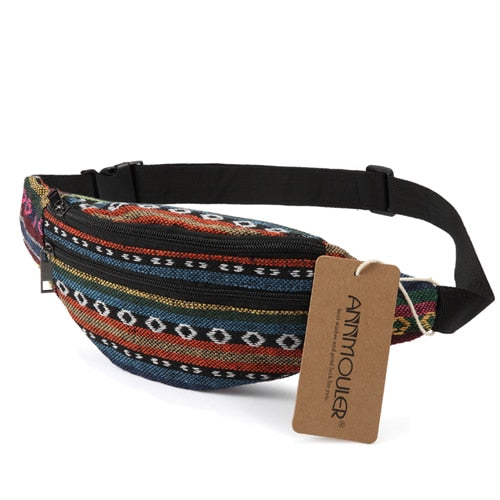 Women Fanny Pack Colors Fabric Waist Packs Bohemian Style