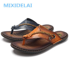 Men Sandals Summer Shoes Casual Shoes Flip Flops Leather Slippers