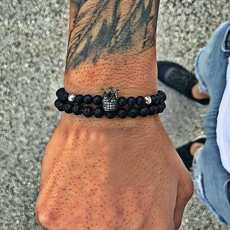 Fashion Men Bracelet Sets Trendy Handmade Classic Strand Stone