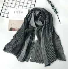 Style Winter Scarf Cotton And Linen Striped Plaid