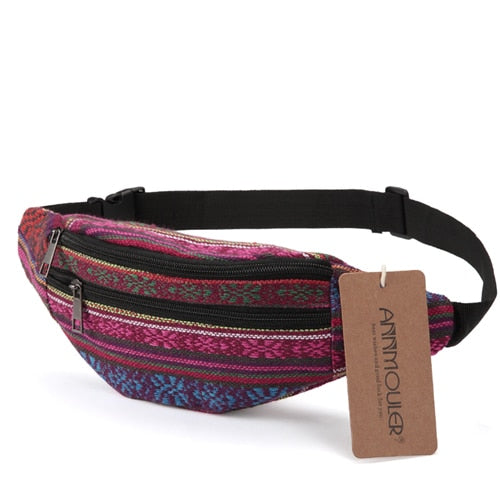 Women Fanny Pack Colors Fabric Waist Packs Bohemian Style