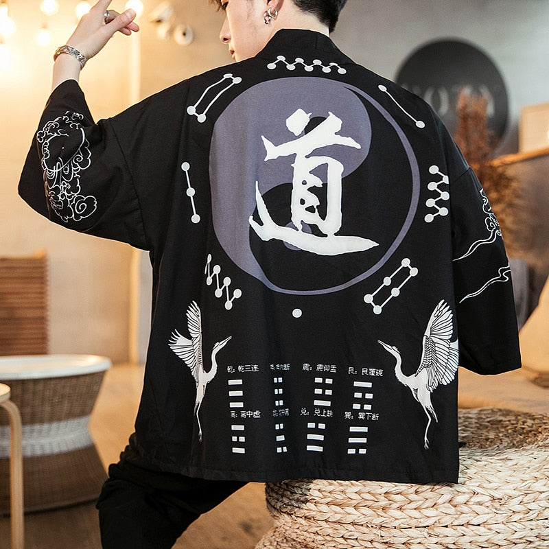 Summer Kimono Jacket Fish Men Colorful Streetwear