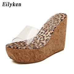 Summer PVC Transparent Platform Wedges Slippers Fashion High Heels