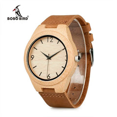 Bamboo Wooden Watches for Men Number Scales Leather Band