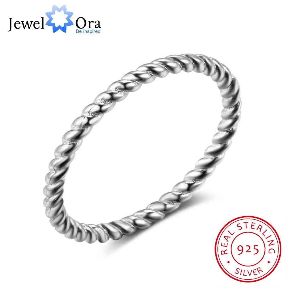 New 925 Sterling Sliver Women Rope Shape Rings