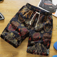 Summer Casual Shorts Men Drawstring Printed male