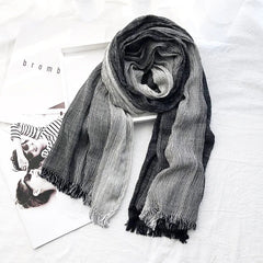 Mens Scarf Fashion Brand Striped Shawls Cotton Tassel