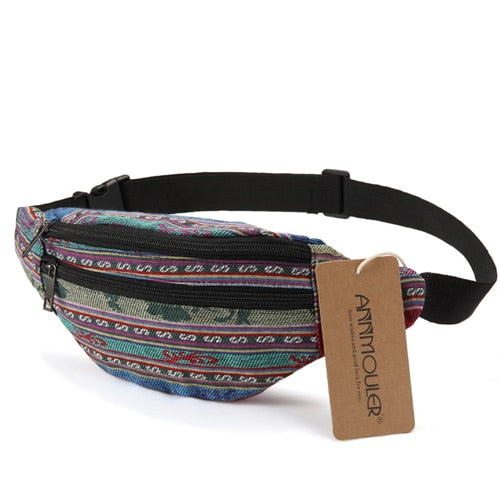 Women Fanny Pack Colors Fabric Waist Packs Bohemian Style