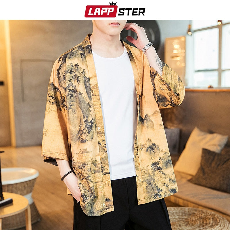 Summer Kimono Jacket Fish Men Colorful Streetwear