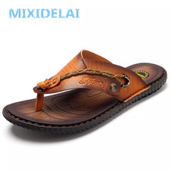 Men Sandals Summer Shoes Casual Shoes Flip Flops Leather Slippers