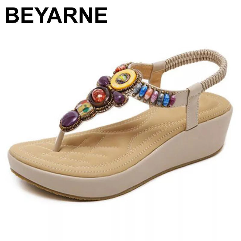 platform sandals Style Women Sandals Bohemia Flats Beaded