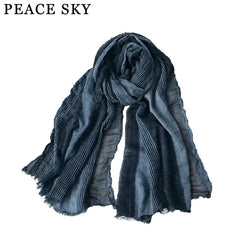 Style Winter Scarf Cotton And Linen Striped Plaid