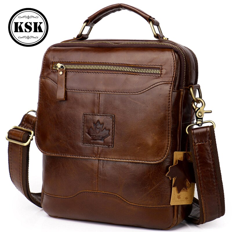 Men Shoulder Genuine Leather Bag Vintage Flap