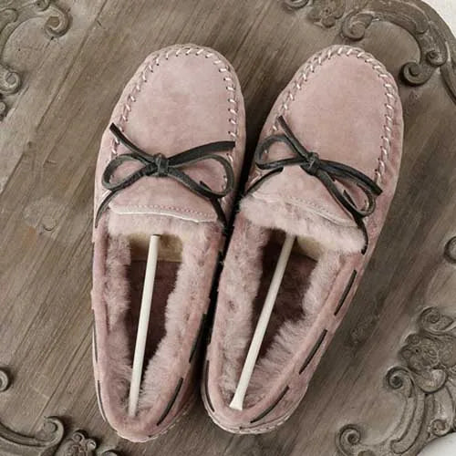 Fur Genuine Leather Women Flat Shoes Fashion Moccasins