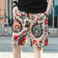 Summer Casual Shorts Men Drawstring Printed male