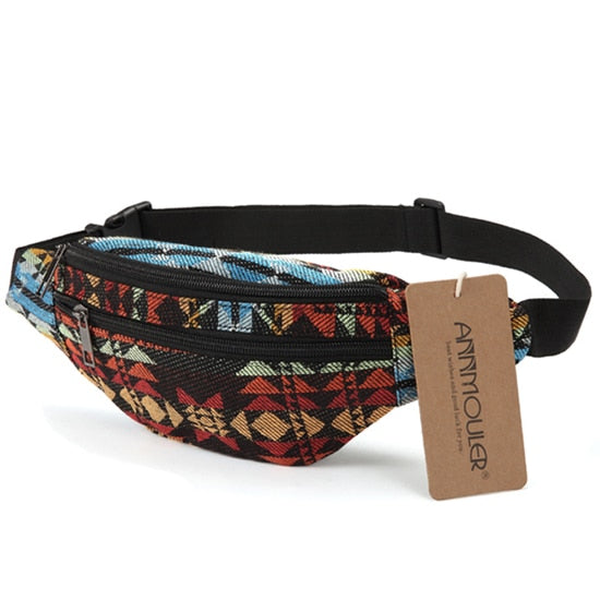 Women Fanny Pack Colors Fabric Waist Packs Bohemian Style