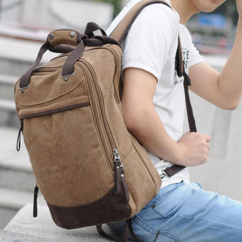 Large Capacity Canvas Shoulder Bags Female/Male Travel Backpack