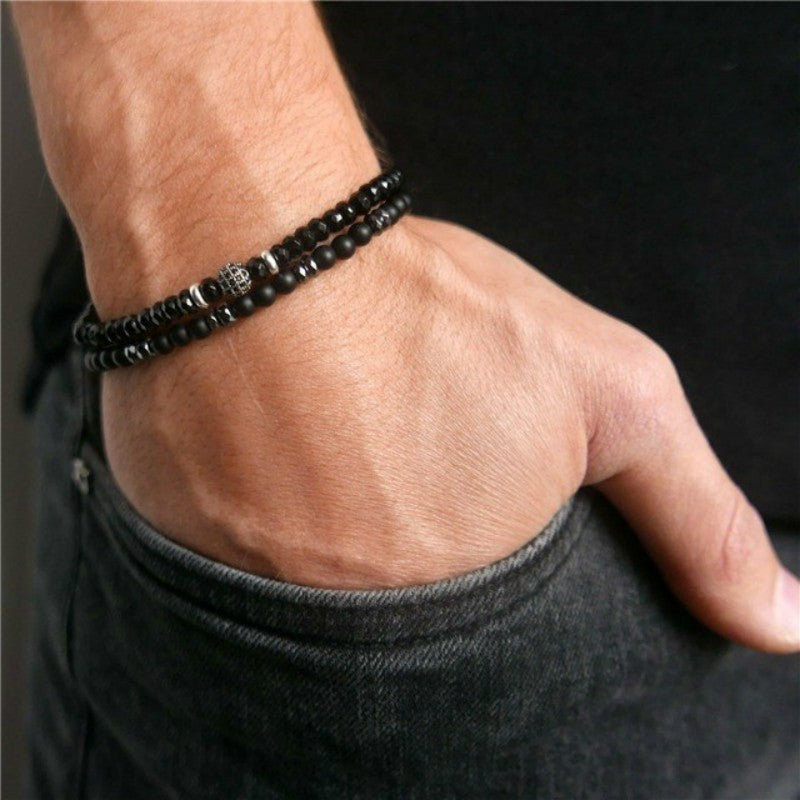 Fashion Men Bracelet Sets Trendy Handmade Classic Strand Stone