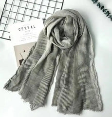 Style Winter Scarf Cotton And Linen Striped Plaid