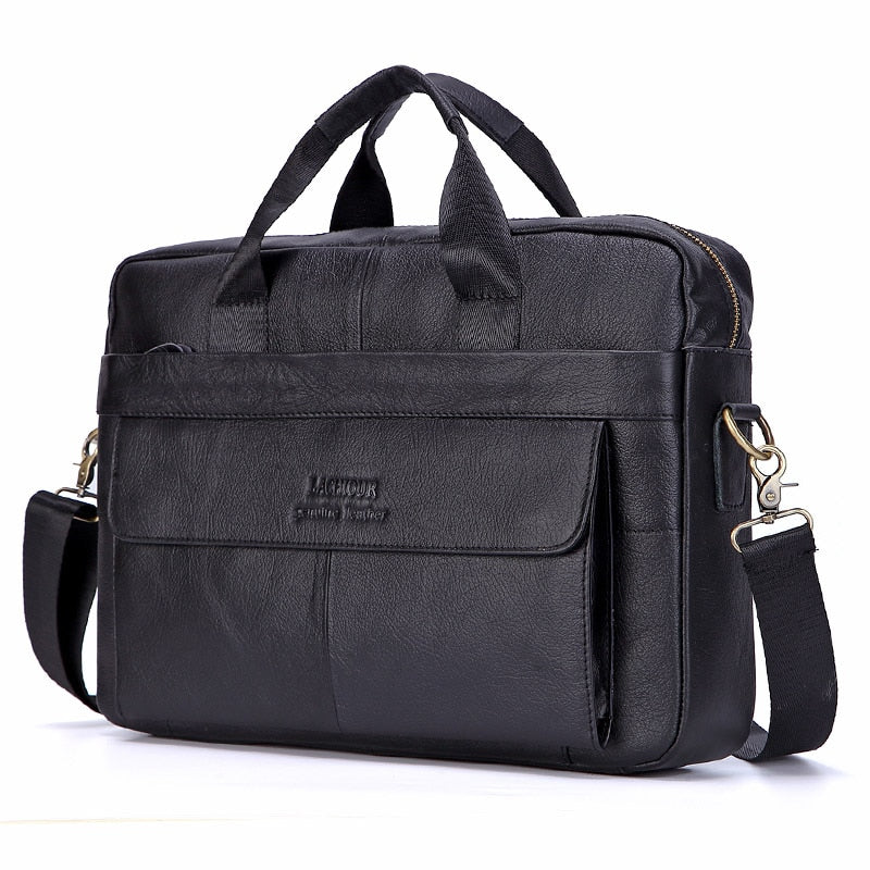 Men Genuine Leather Handbags Casual Leather Laptop Bags