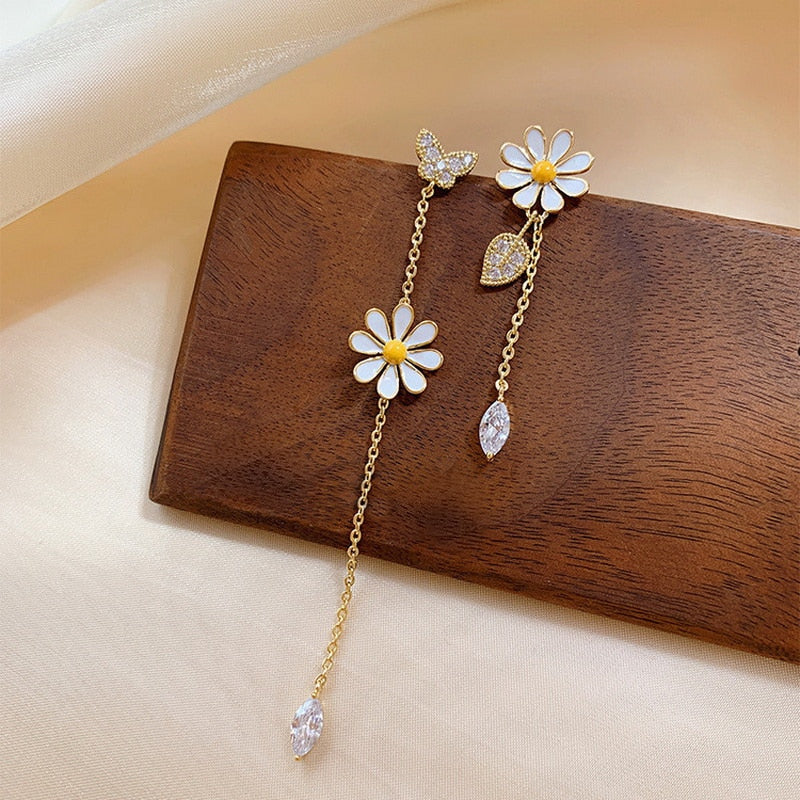 Style Long Daisy Flower Earrings Style