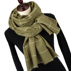 Solid Color Knitting Fashion Plaid Scarf For Women