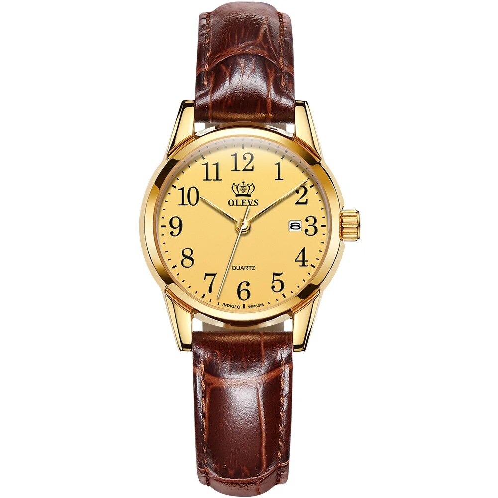 Quartz Watch For Women 50M Leather Strap