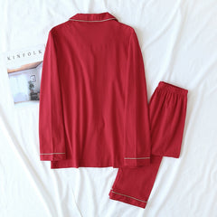 couple knit pajamas long-sleeved trousers two-piece