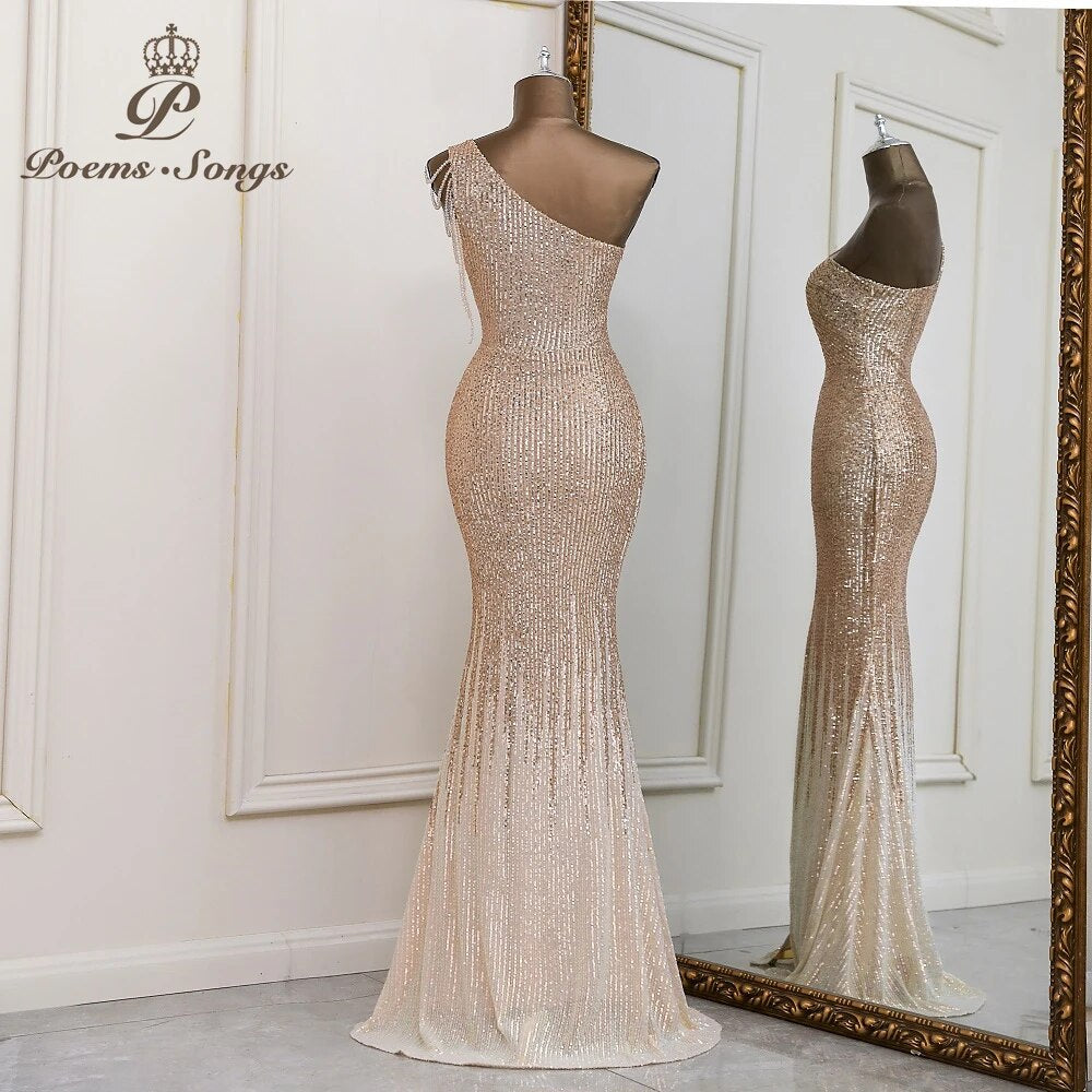 Exquisite One shoulder style evening dress prom