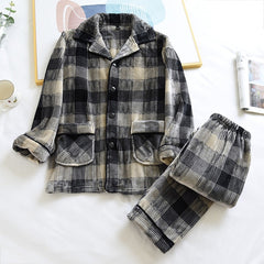 Pajamas Long-sleeved Trousers Two-piece Flannel Thickened Warm Home Set