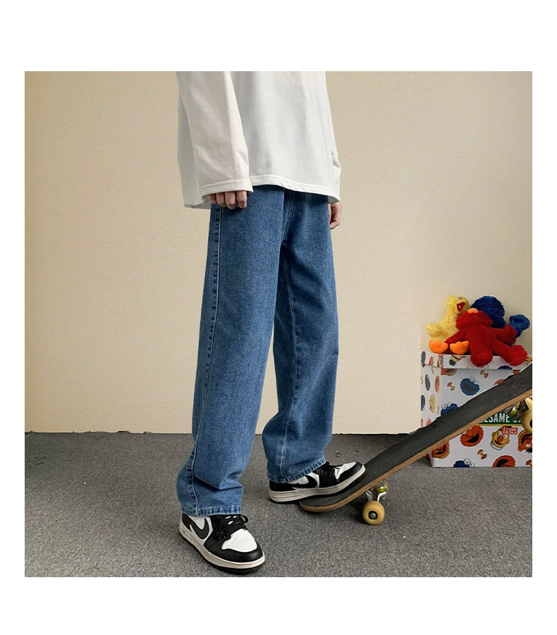 Streetwear Baggy Jeans Men Fashion Loose Straight Wide Leg Pants