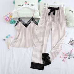 Home Clothes Silk Pajamas for Woman 2 Piece Lounge Wear