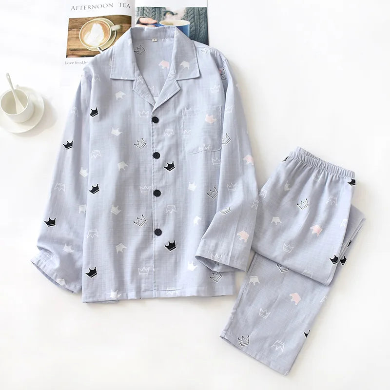 Thin Cotton Cloth Pajamas L Leisure Tops Simple Pajamas Couple Outfits