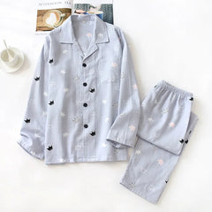 Thin Cotton Cloth Pajamas L Leisure Tops Simple Pajamas Couple Outfits