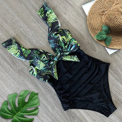 One Piece Swimsuit Ruffle  Swimwear Monokini