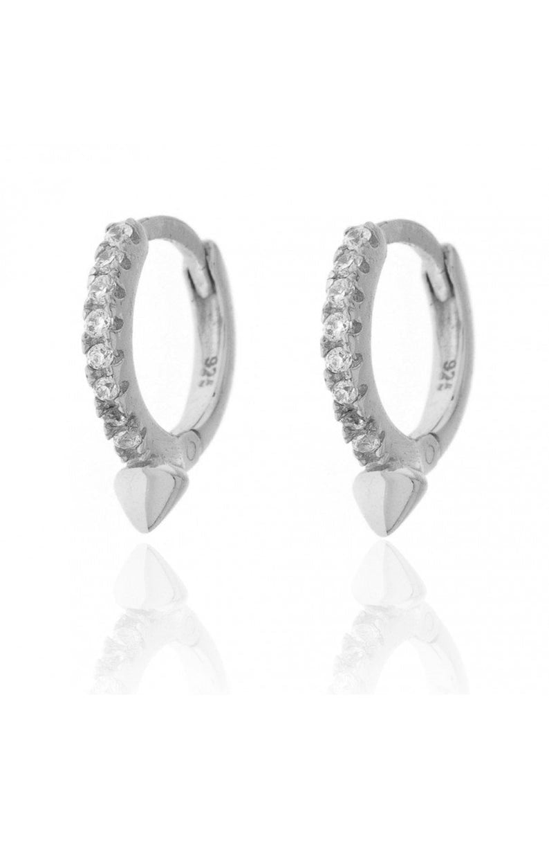 Minimalism Round Heart Pin Crystal Hoop Earrings