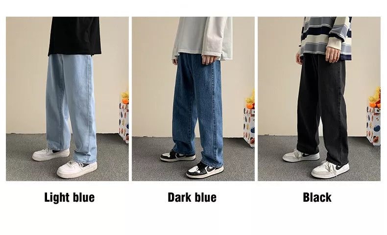 Streetwear Baggy Jeans Men Fashion Loose Straight Wide Leg Pants