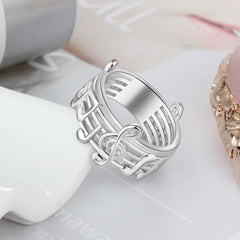 Sliver Color Rings for Women with Musical Note Pattern