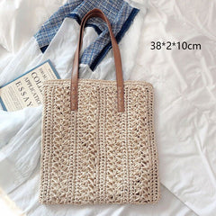 Round Straw Beach Vintage Handmade Woven Shoulder Bag