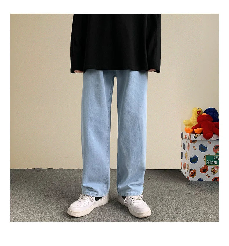 Streetwear Baggy Jeans Men Fashion Loose Straight Wide Leg Pants