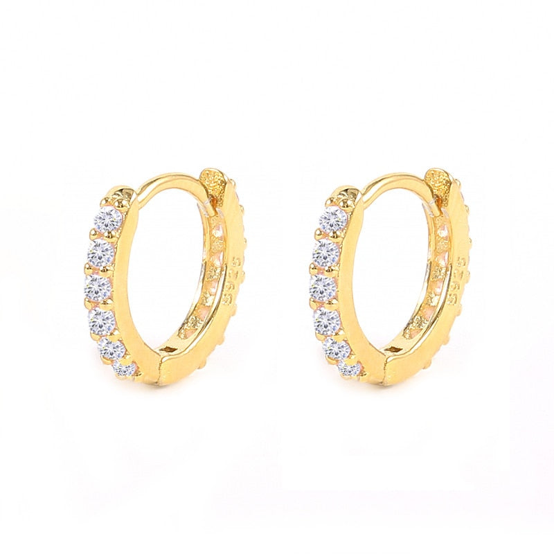 Minimalism Round Heart Pin Crystal Hoop Earrings