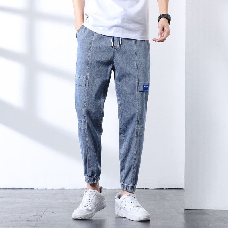 Ankle-Length Jeans Men Streetwear Jogger Splice Jean Denim