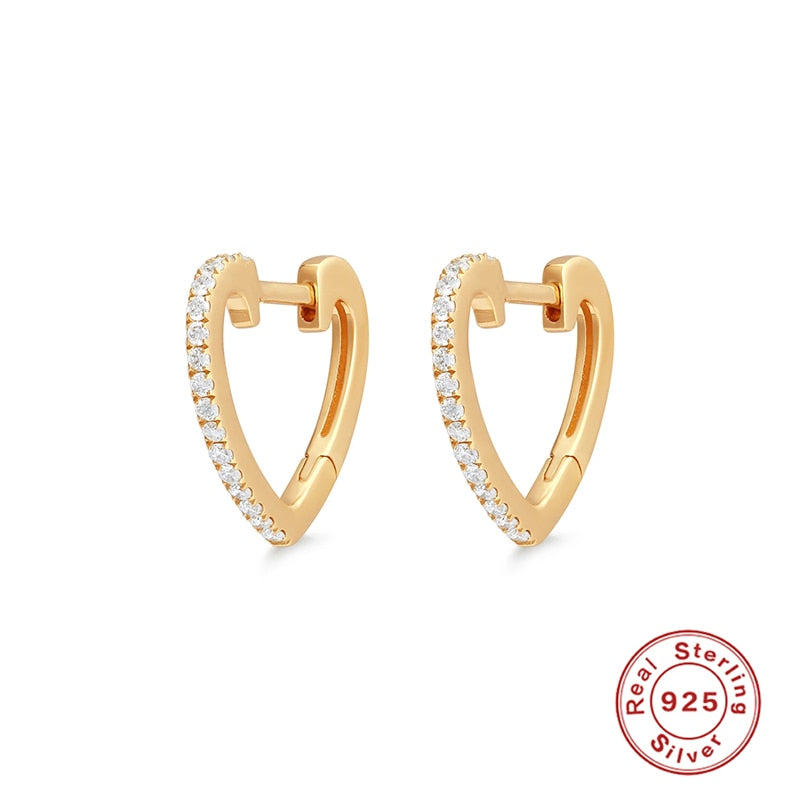 Minimalism Round Heart Pin Crystal Hoop Earrings