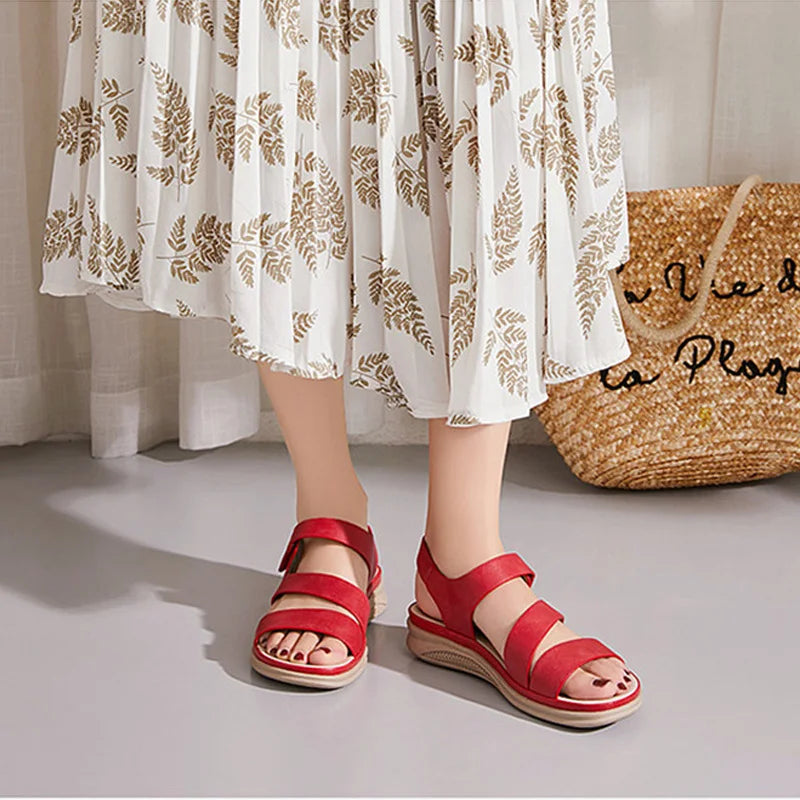 Summer shoes women retro sandals round head slope