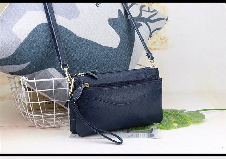 Women's Genuine Leather Messenger Clutch Bags Mini