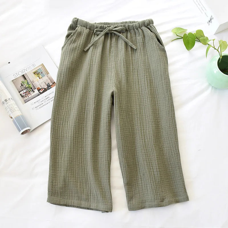 cotton crepe cloth pants large size loose home pants multicolor